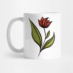 Beautiful Flower In Red Green With Distressed Texture Mug